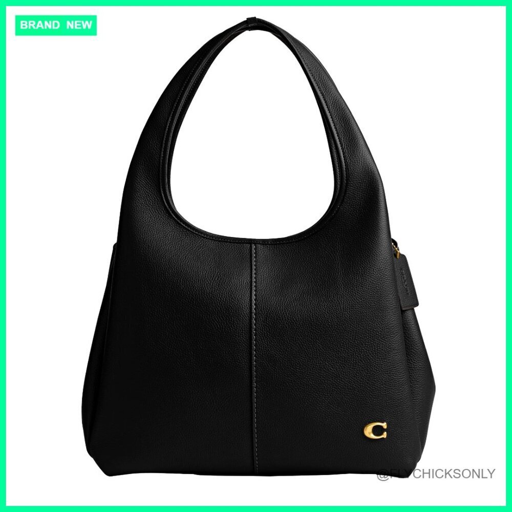 Polished Pebble Leather Shoulder Bag with Magnetic Closure
